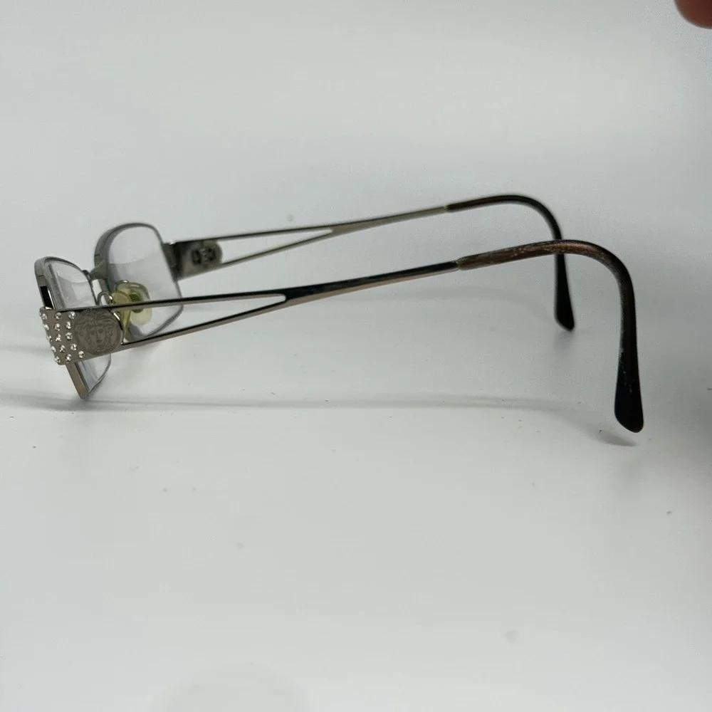 Versace Mod 1117-B Bronze Medusa Crystal Rectangular Eyeglass Frames Italy 51-17